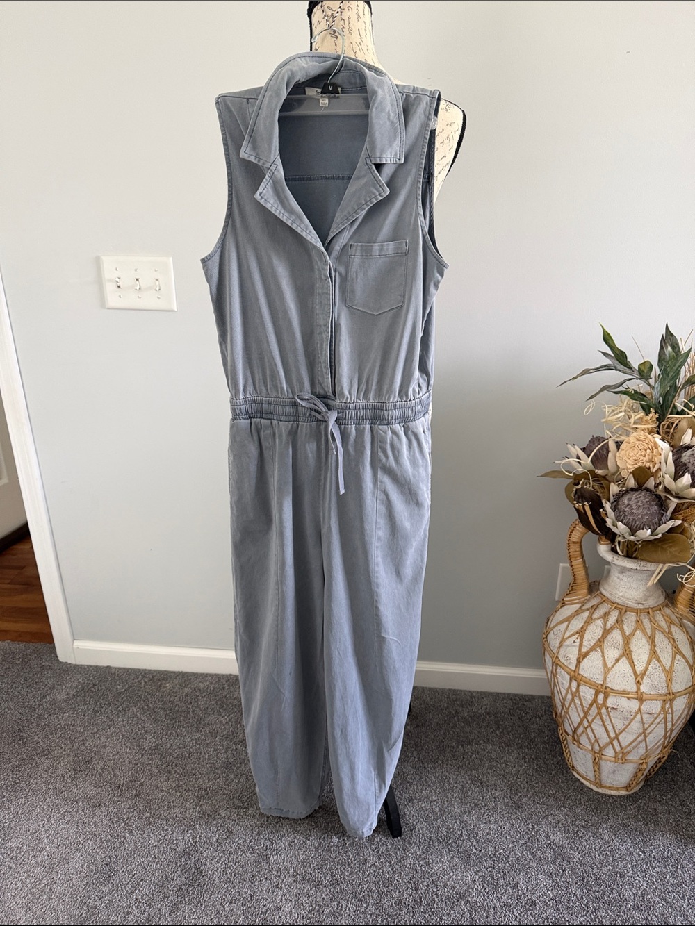 Splendid Sleeveless Chambray Maxi Dress in Light Blue